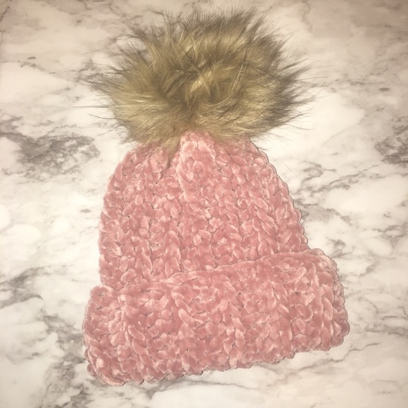 Velvet Crochet Beanie With Pom - Picture 2 of 7